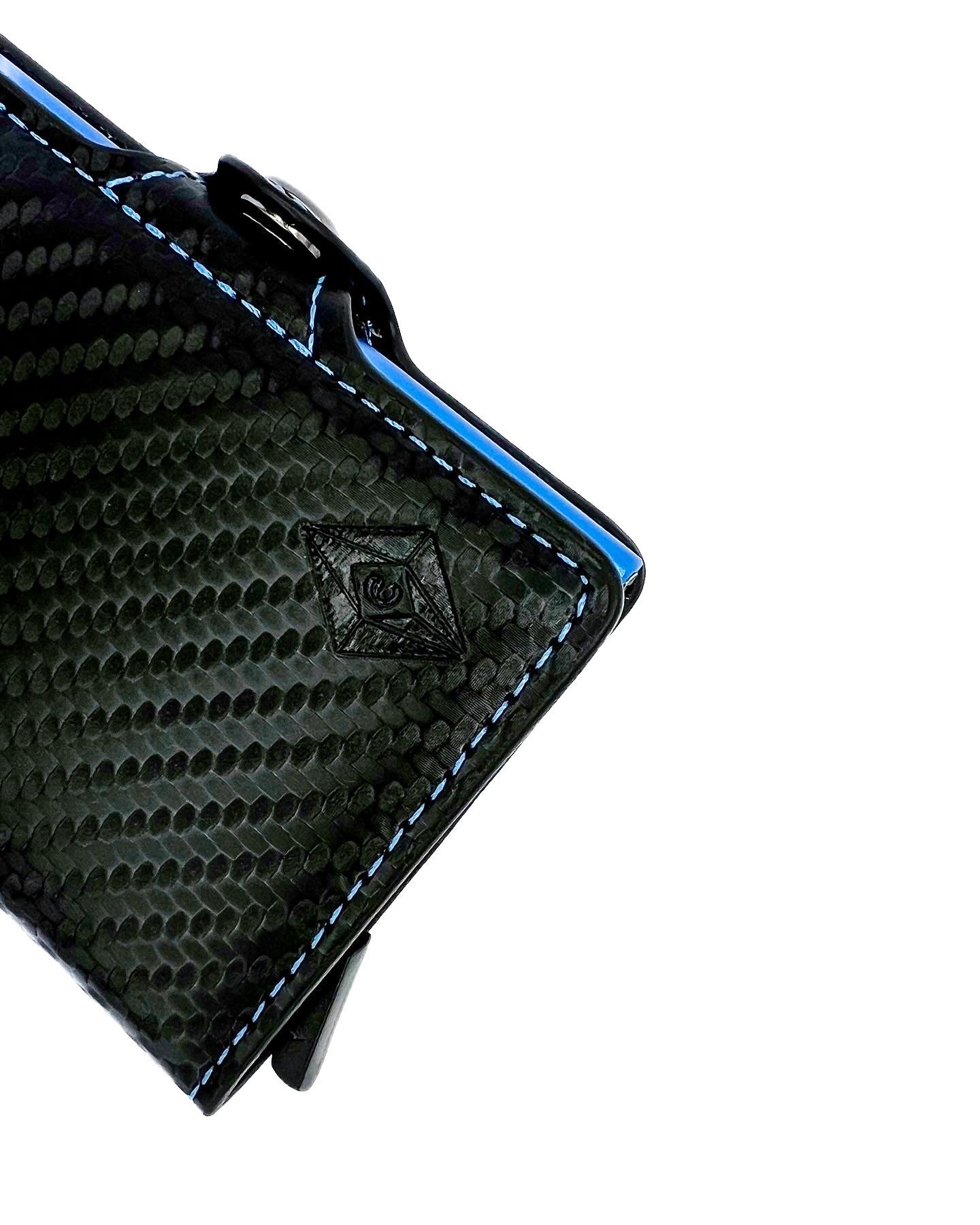 Card holder zip carbon blue.RFID