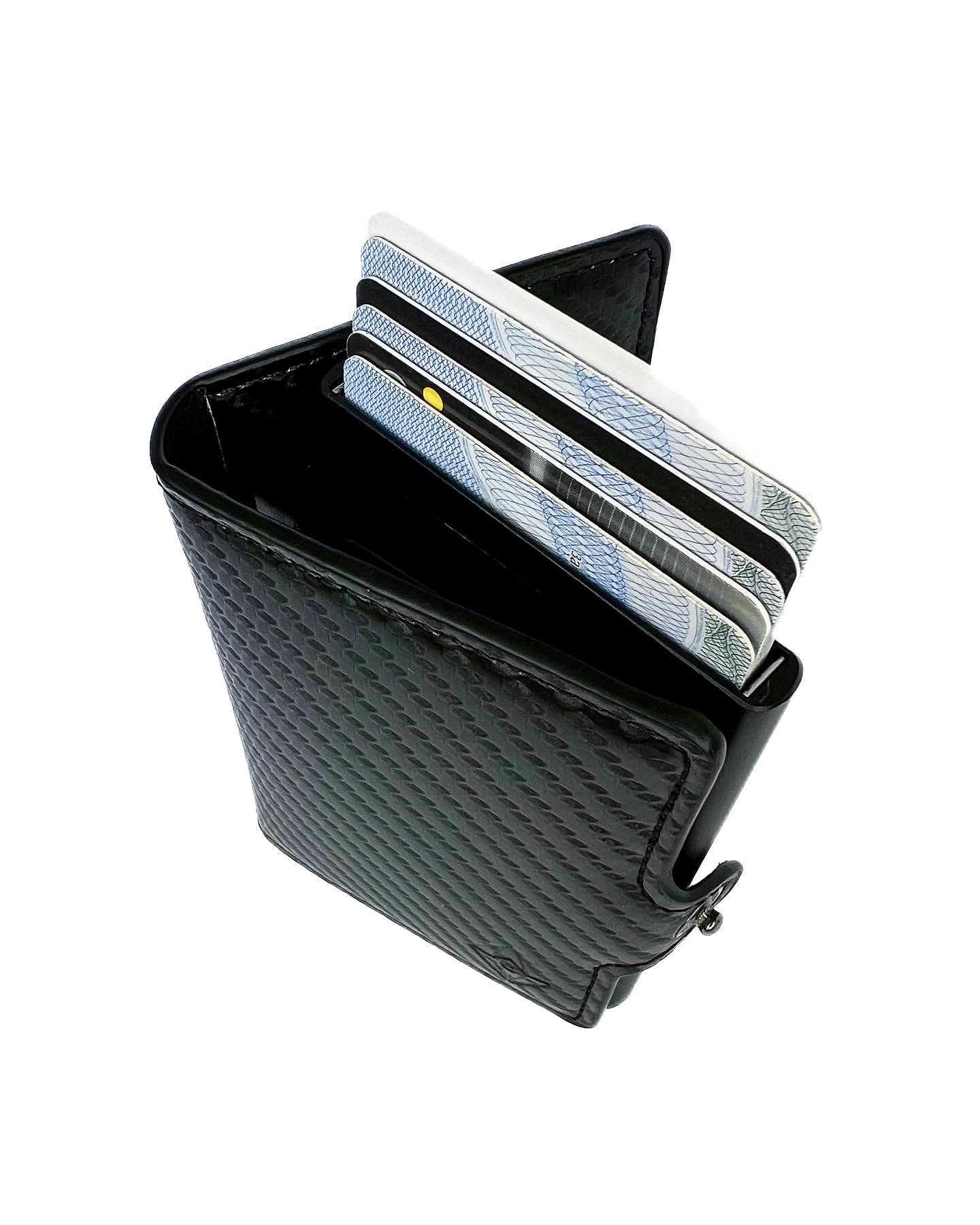 Card holder zip carbon black.RFID
