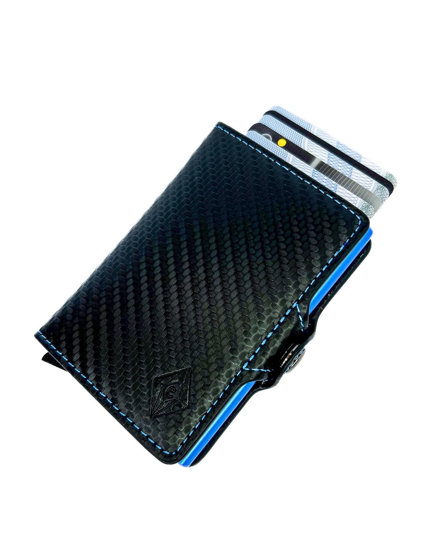 Card holder zip carbon blue.RFID