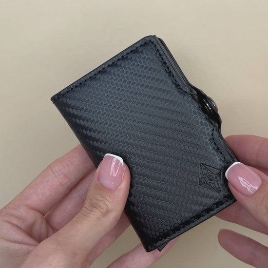 Card holder zip carbon black.RFID